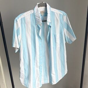 J. Crew Men's Light Blue and White Striped Shirt